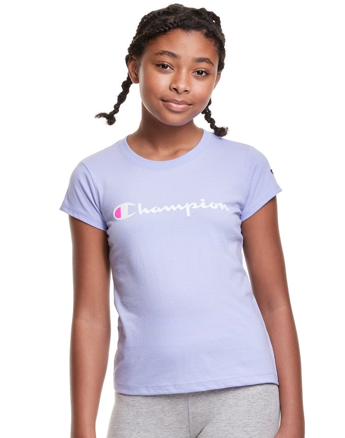 Champion Tee Script Logo - Tytön VaaleanVioletit T-Paita - Suomi 4938702-NA